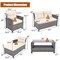 4 Pieces Patio Rattan Furniture Set With Cushion And Table Shelf